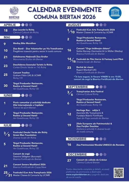 Primăria Comunei Biertan a lansat calendarul de evenimente pentru 2026