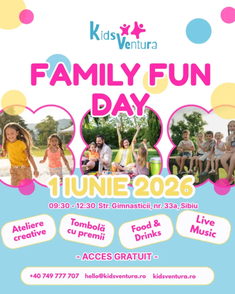 1 Iunie cu surprize pentru cei mici: KidsVentura organizează un eveniment GRATUIT: „Family Fun Day” la Sibiu
