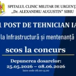 Spitalul Clinic Militar de Urgență Sibiu angajează tehnician IA la infrastructură și mentenanță