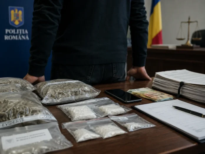 Captură de ecran cu probe de droguri de mare risc, confiscate într-un caz de trafic.