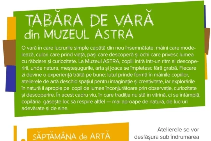 Taberele de vară revin la Muzeul ASTRA: artă, meșteșuguri și aventură în natură pentru copii