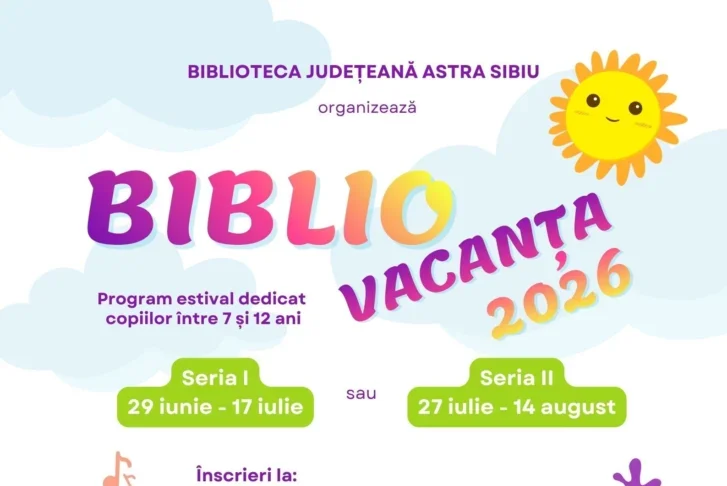 Bibliovacanța 2026 revine la Biblioteca ASTRA Sibiu. Înscrierile încep din 22 iunie