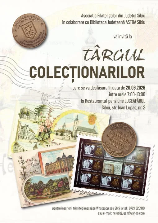 Târgul Colecționarilor revine la Sibiu: monede, timbre și cărți poștale de colecție, la Complexul Luceafărul