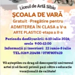 Liceul de Artă Sibiu organizează o școală de vară gratuită pentru viitorii elevi de gimnaziu