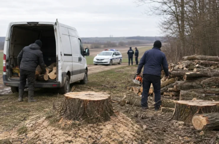 Doi bărbați, condamnați după ce au tăiat 129 de arbori de pe un teren din zona Prod