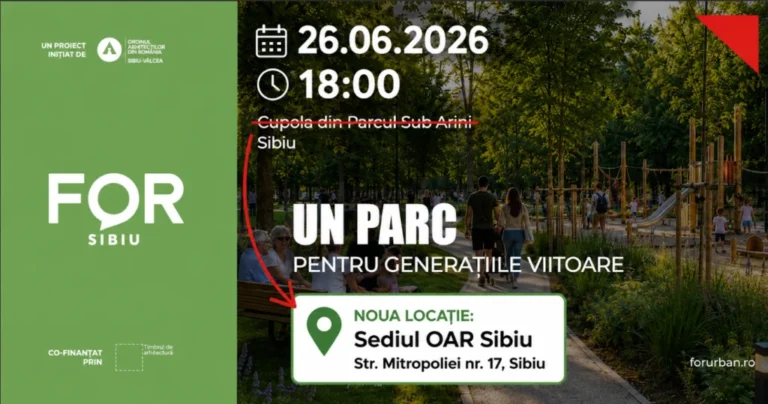 AGORA: „Un parc pentru generațiile viitoare” – dezbatere despre viitorul spațiilor verzi urbane, în contextul reamenajării Parcului Sub Arini