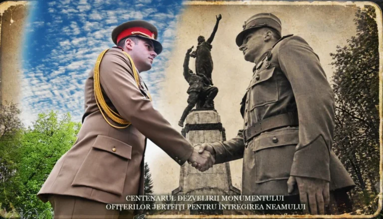 Sibiu marchează centenarul dezvelirii Monumentului Ofițerilor Jertfiți pentru Întregirea Neamului. Reconstituire istorică cu Regele Ferdinand și automobile de epocă