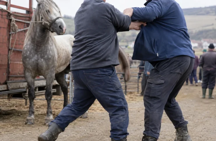 Bătaie pentru un cal în târgul de animale din zona Mediaș. Agresorul, obligat să plătească 3.000 de euro daune morale
