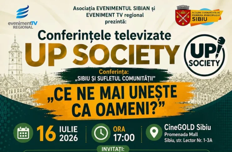 Două conferințe dedicate comunității și culturii au loc joi, la Sibiu, în cadrul proiectului „Up Society”. Accesul este gratuit
