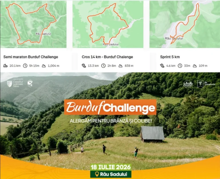 Burduf Challenge 2026 aduce alergători și iubitori ai tradițiilor la Râu Sadului. Cinci curse, târg de brânzeturi și ateliere pentru copii, sâmbătă în Țara Colibelor