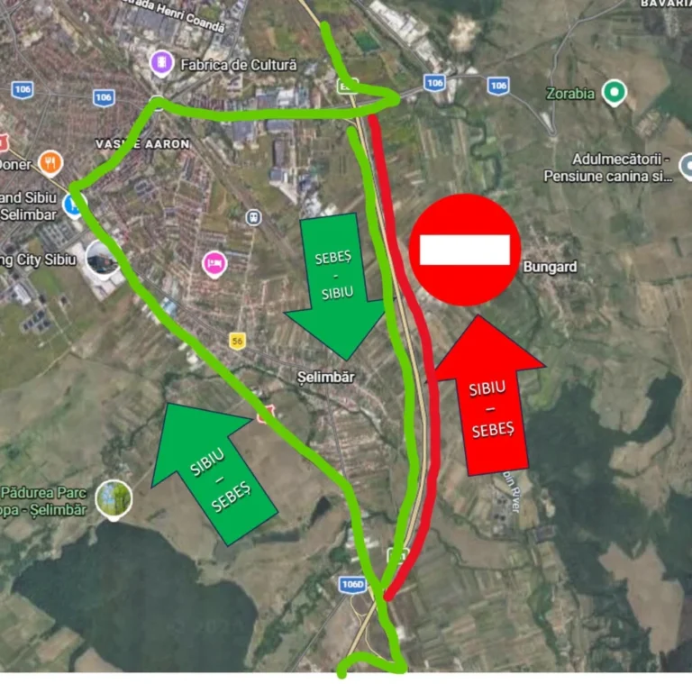 Circulația pe A1, închisă două ore pe sensul Sibiu–Sebeș. Traficul va fi deviat prin municipiul Sibiu