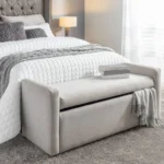 Pat tapițat cu ladă în dormitor mic, model 180x200, economisește spațiu de depozitare