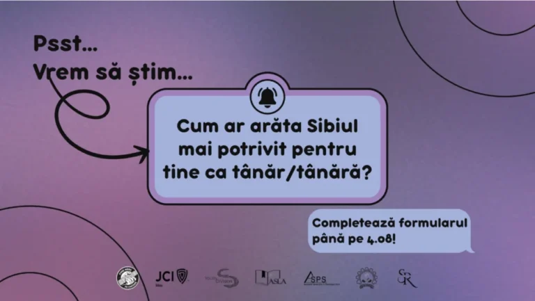 Tinerii din Sibiu sunt invitați să-și spună părerea despre viitorul orașului. O amplă analiză a nevoilor lor va sta la baza unor viitoare politici publice