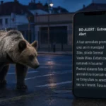 Urs părăsind zona urbană după alerta RO-ALERT în Sibiu