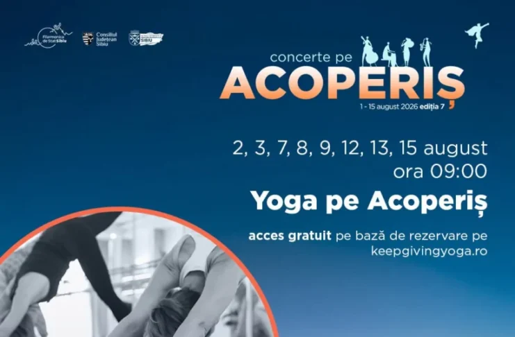 Opt sesiuni gratuite de yoga, deasupra Sibiului, în cadrul programului „Concerte pe Acoperiș”