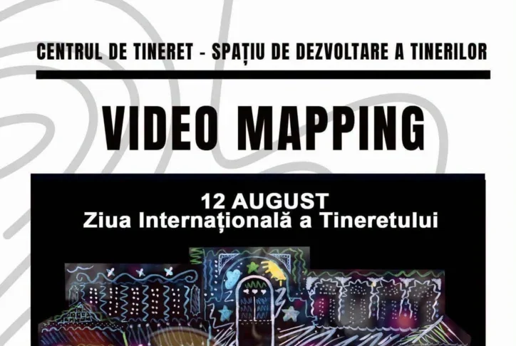 Video mapping pe Căminul Cultural din Rășinari, de Ziua Internațională a Tineretului