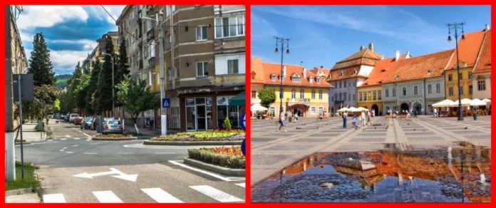 Harta sau panorama ilustrând legăturile culturale dintre orașele Călan și Sibiu.
