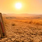Hartă cu județul Sibiu evidențiat sub cod portocaliu de caniculă, temperaturi extreme.