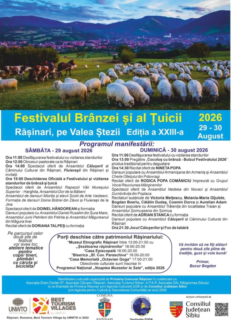 Festivalul Brânzei și al Țuicii la Rășinari - atmosferă festivă cu participanți, brânză tradițională și țuică pe Valea Ștezii