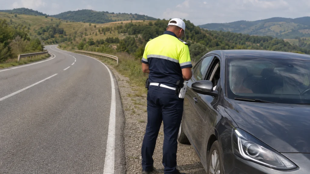 Permisul de conducere suspendat al șoferului străin prins pe DN 7