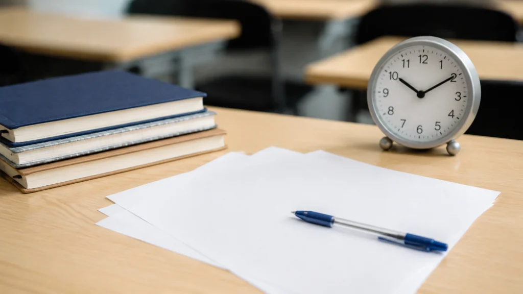 Candidați la Bacalaureat 2026 în sala de examen din Sibiu în timpul susținerii probei.