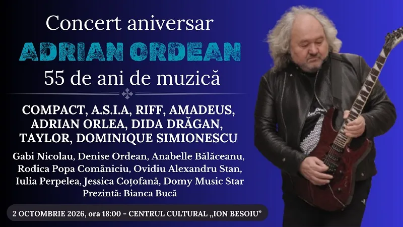 Adrian Ordean concert la Sibiu, sărbătorind 55 de ani pe scenă cu publicul