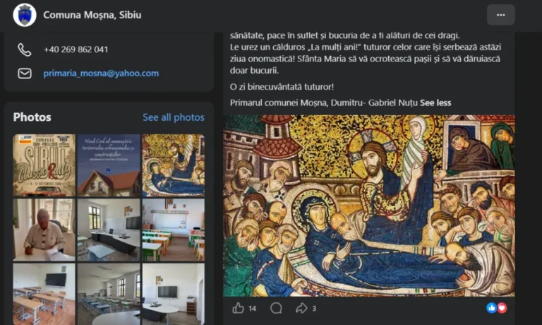 Primăria Moșna plătește 2.000 de lei lunar pentru fotografii, promovare și postări. Într-o lună au fost raportate doar trei materiale
