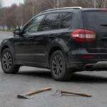 Mașină avariată după un atac cu topoare pe o stradă din Mediaș
