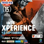 Poster promoțional pentru Triada eMTB Xperience în Munții Făgăraș cu o bicicletă electrică