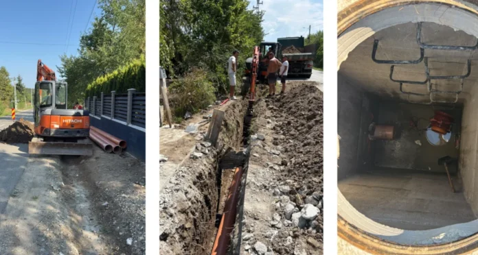 Lucrări de instalații pentru rețele de gaz și canalizare în localitatea Tocile, parte a investiției de peste 48 de milioane de lei.