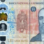 Aversul bancnotei aniversare BNR de 100 de lei cu efigia lui Eugeniu Carada