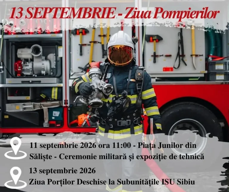 ISU Sibiu invită comunitatea la festivitățile dedicate Zilei Pompierilor din România!