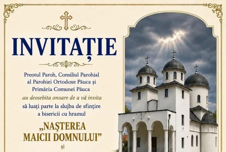 Biserica din Păuca va fi sfințită duminică, în prezența Mitropolitului Ardealului