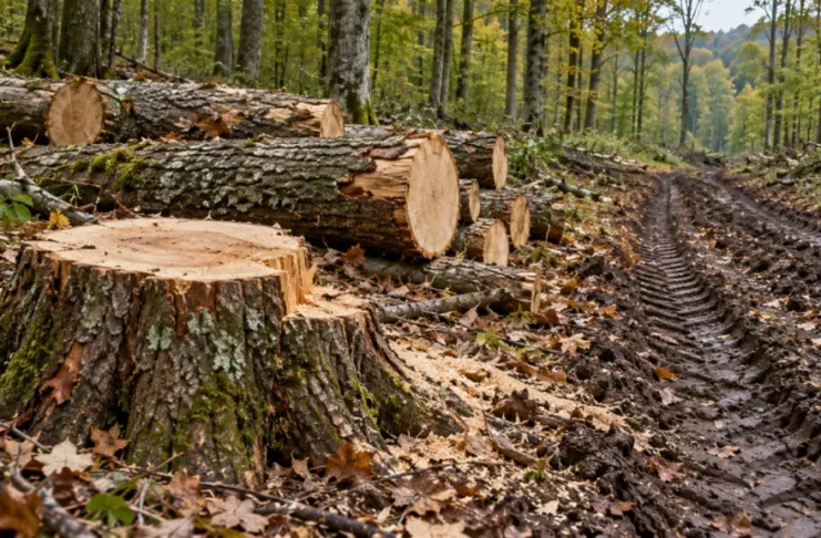 Prins după urmele tractorului: un bărbat a tăiat și a furat șase arbori dintr-o pădure din zona Biertan