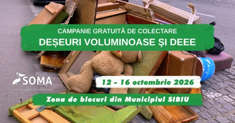 SOMA organizează o nouă campanie de colectare a deșeurilor voluminoase și electrice din zonele de blocuri din Sibiu