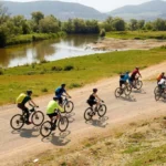 Tur ciclist Sibiu pe DN1 cu peloton de 150 de participanți pedalând prin peisajul Țara Oltului