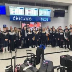 Dansatori din Boița în costum popular tradițional pentru turneul SUA