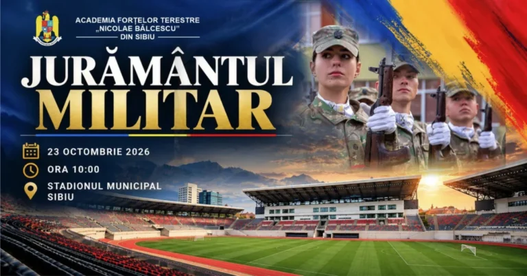 447 de studenți vor depune jurământul militar pe Stadionul Municipal din Sibiu, vineri, 23 octombrie