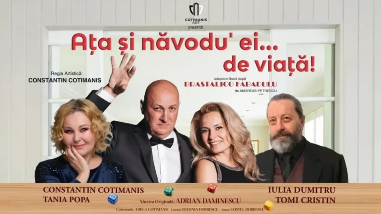 Comedia „Ața și năvodu’ ei… de viață!” ajunge la Sibiu. Constantin Cotimanis și Tania Popa, pe scena Centrului Cultural „Ion Besoiu”